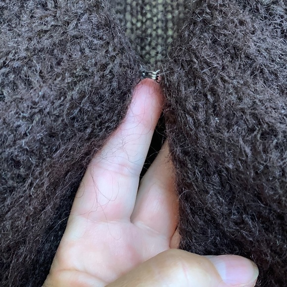 Trina Turk | Merlot Mohair Shawl Collar Bell Sleeve Ribbed Knit Cardigan L - Picture 5 of 17